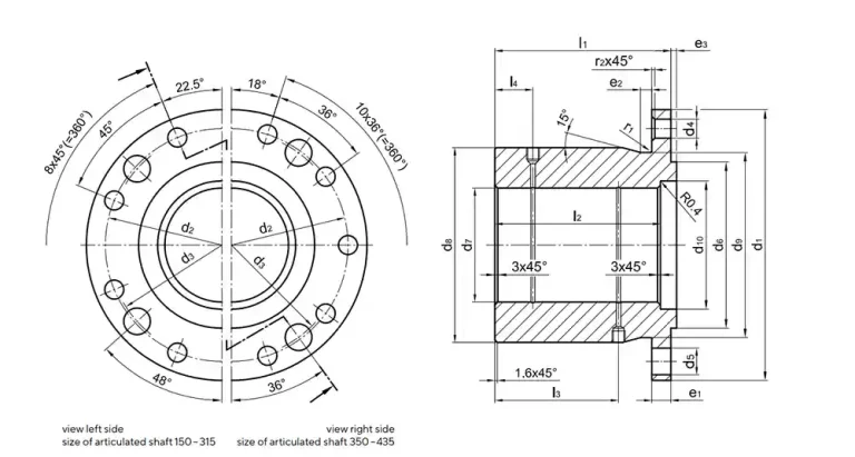 DIN15452 connection flanges drawing