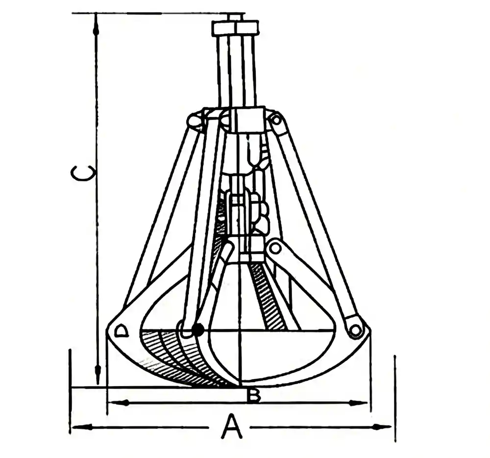 Single Rope Orange Peel Grab Bucket Drawing
