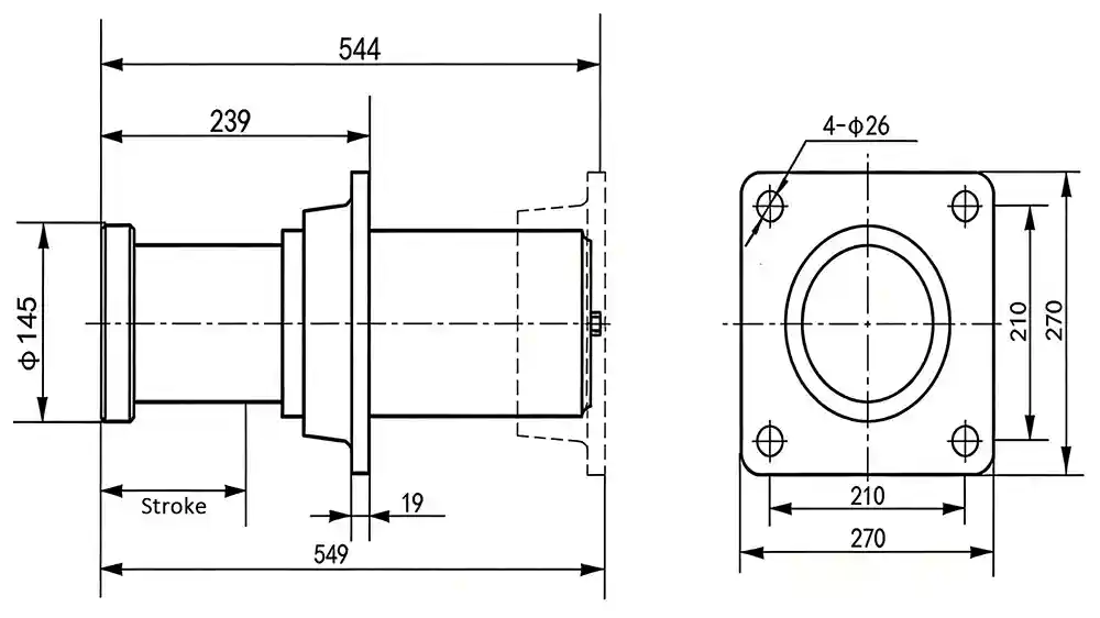 type 4 gas-hydraulic buffer drawing