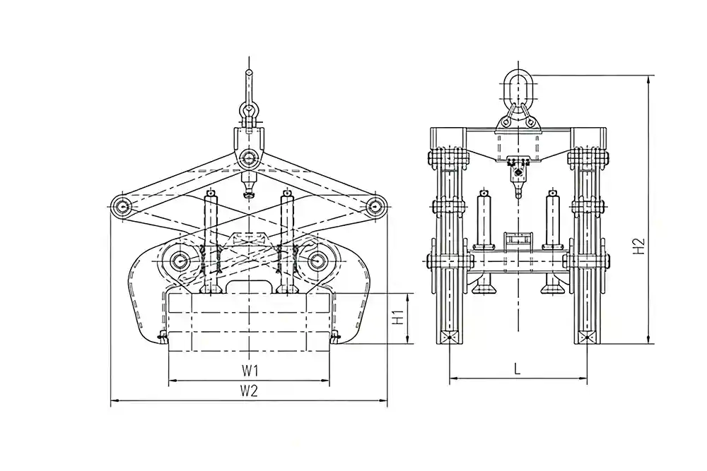 Drawing of Slab Tongs with Motorized Slewing Gear