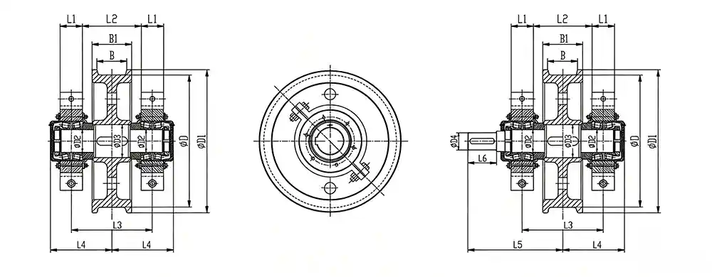 45° Split Bearing Box Wheel Assembly Drawing