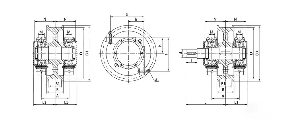 light duty double flange wheel assembly drawing
